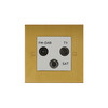 Horizon Square TV Socket 1 gang television, satellite and FM Satin Brass