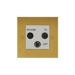 Horizon Square TV Socket 1 gang television, satellite and FM Satin Brass