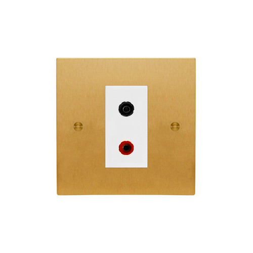 Horizon Square Speaker Socket 1 gang speaker Satin Brass