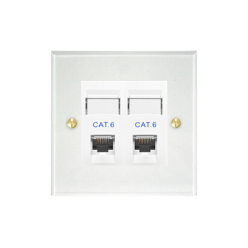 Prism Communications Socket 2 gang RJ45 cat 6 Clear Perspex