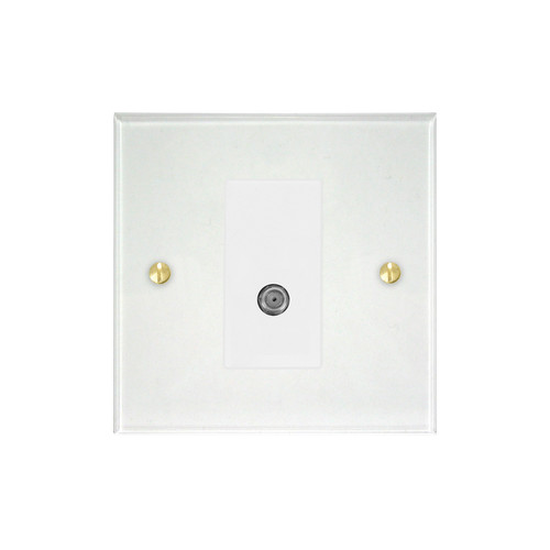 Prism TV Socket 1 gang satellite Clear Perspex