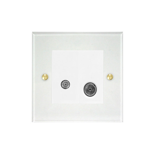 Prism TV Socket 1 gang television and satellite Clear Perspex