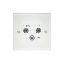 Prism TV Socket 1 gang television, satellite and FM Clear Perspex