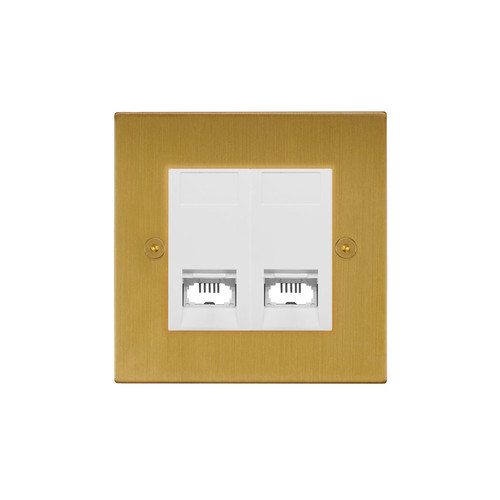 Horizon Square Communications Socket 2 gang telephone jackline slave Satin Brass