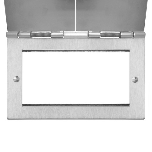 Horizon Square Floor Euro Plate 4 gang Satin Stainless Steel