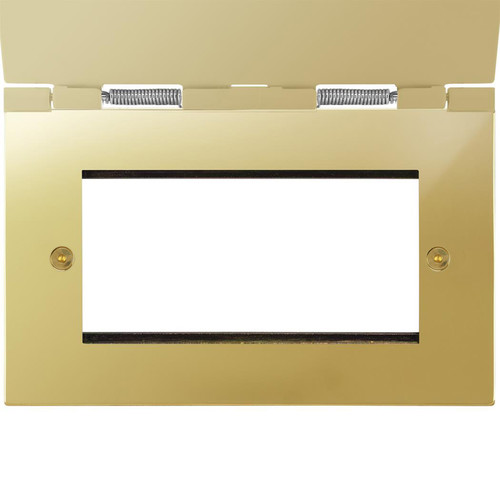 Horizon Square Floor Euro Plate 4 gang Polished Brass