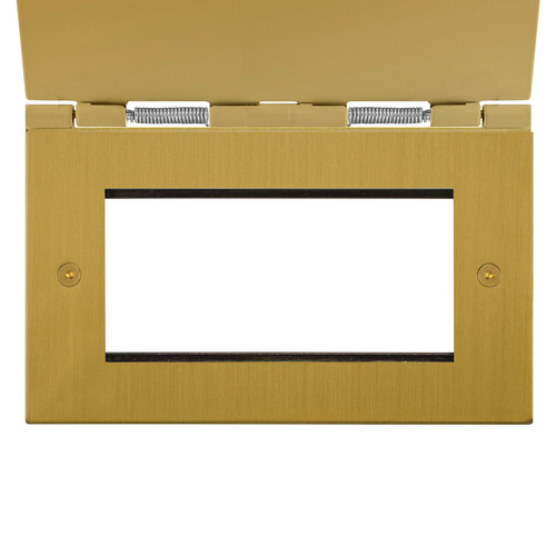 Horizon Square Floor Euro Plate 4 gang Satin Brass
