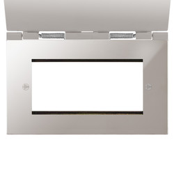 Horizon Square Floor Euro Plate 4 gang Polished Chrome