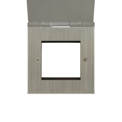 Horizon Square Floor Euro Plate 2 gang Satin Nickel