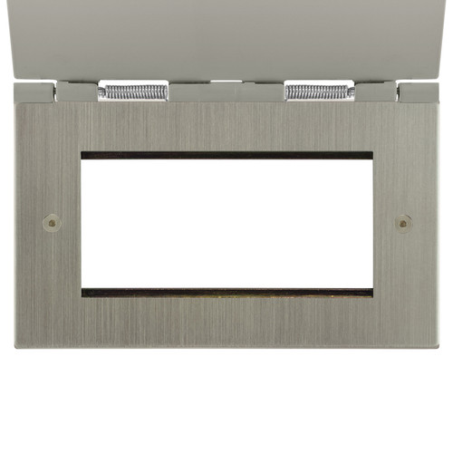 Horizon Square Floor Euro Plate 4 gang Satin Nickel