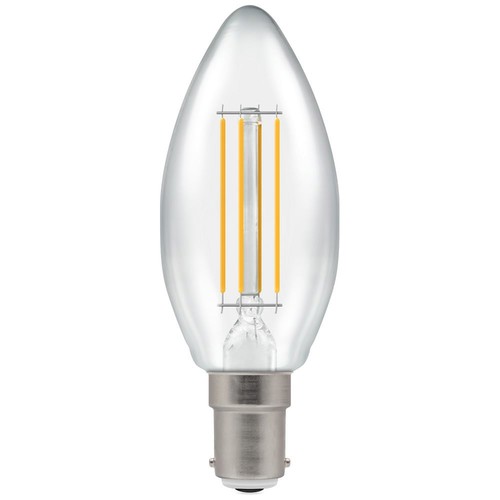 LED Clear Filament Candle Light Bulb 35mm 470lm Dimmable SBC 5W 2700K Warm White