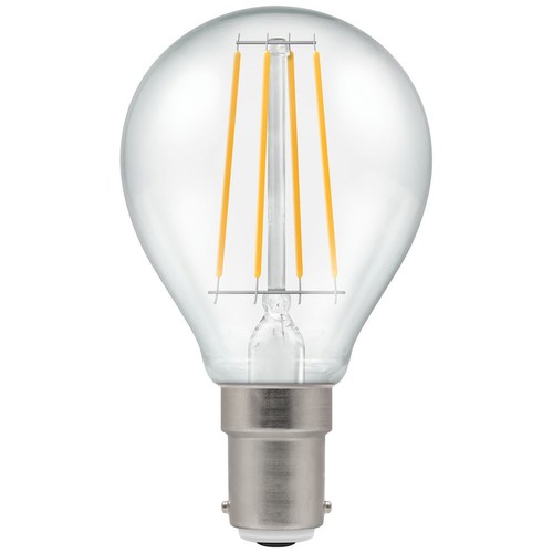 LED Golfball Clear SBC/B15 470lm Dimmable Light Bulb 5W 2700K Warm White