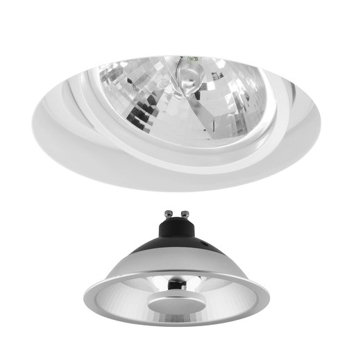 Trimless Round Adjustable LED ES111 GU10 Downlight 240V (2700K) White 12W (=100W)