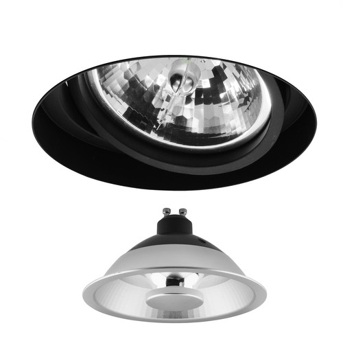 Trimless Round Adjustable LED ES111 GU10 Downlight 240V (2700K) Black 12W (=100W)