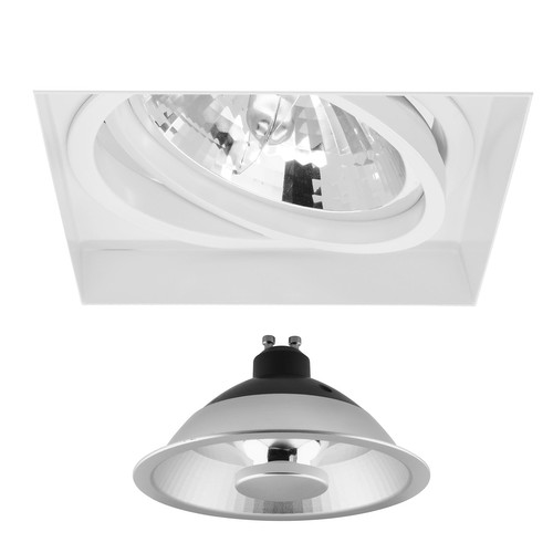 Trimless Square Adjustable LED ES111 GU10 Downlight 240V White 12W (=100W)