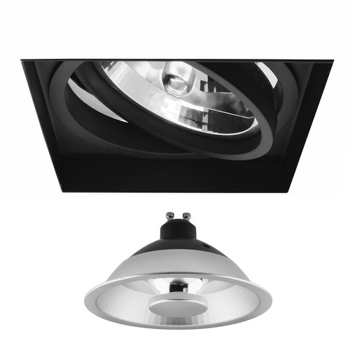 Trimless Square Adjustable LED ES111 GU10 Downlight 240V Black 12W (=100W)