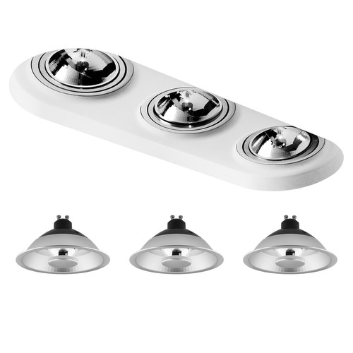 Adjustable Plaster Trimless Triple Round LED ES111 GU10 2700K 240V White 36W (=300W)