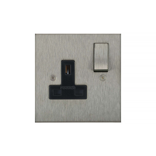 Horizon Square Switched Socket Outlet 1 gang 13 amp Satin Stainless Steel