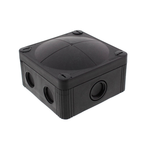 Waterproof Junction Box M20/M25 with 5-Pole Terminal Block (95x95x60mm) 7 Way Threaded Membrane and Knockouts Black