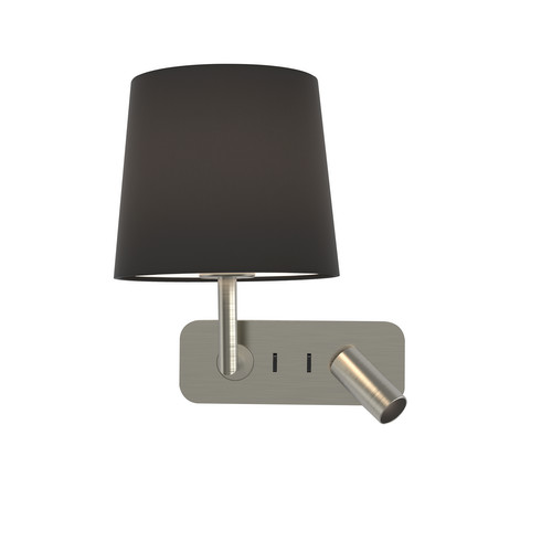 Side by Side Reader Wall Light 240V Matt Nickel 12W + 4.1W
