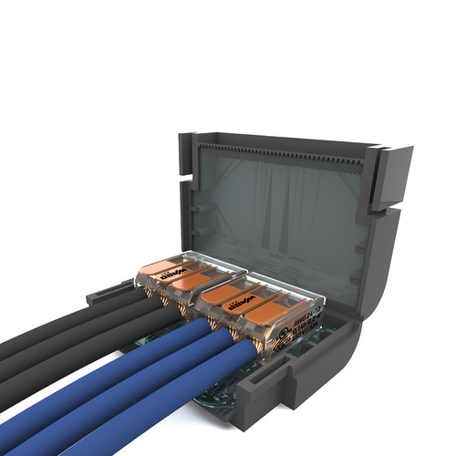 Shell Box 323 Gel Insulated Mini Junction Box 2 x 3 Way Wago 221 Connector (51.5x32x16mm) Grey