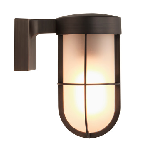 Cabin Frosted Outdoor Garden Lantern Wall Light 60W Bronze