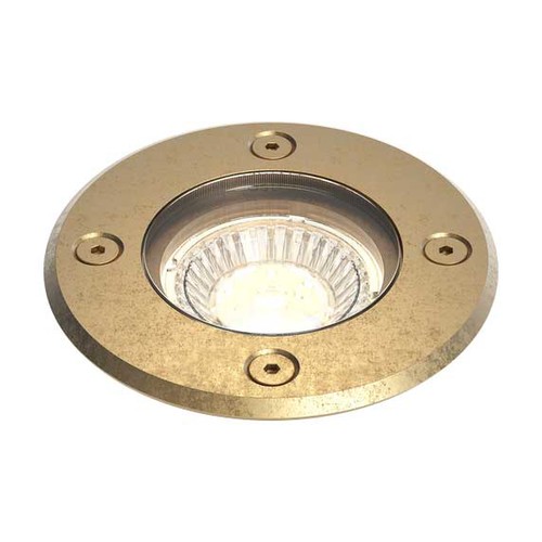 Gramos Round Outdoor Recessed Uplight 240V Solid Brass 6W