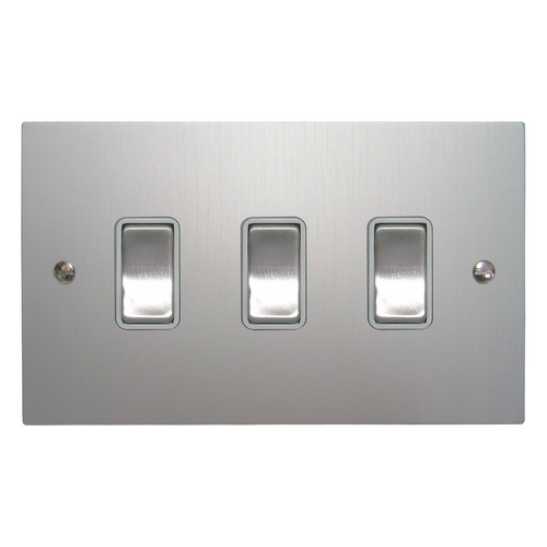 Rocker Switch 3 gang 10 amp 2 way Aluminium
