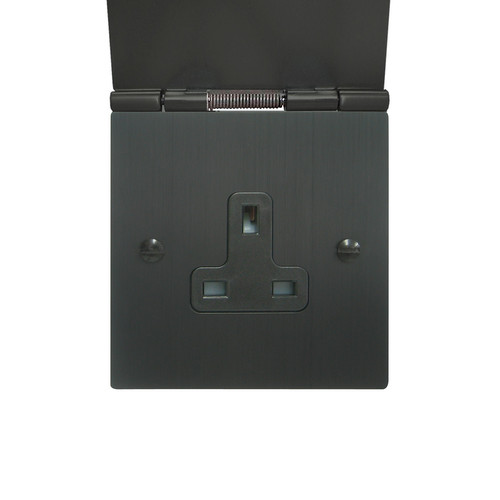 Floor Socket 1 gang 13 amp unswitched Black Aluminium