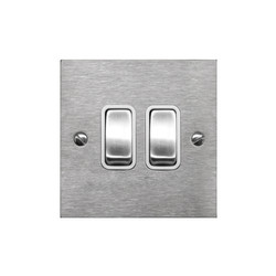 Rocker Switch 2 gang 2 way intermediate Satin Stainless