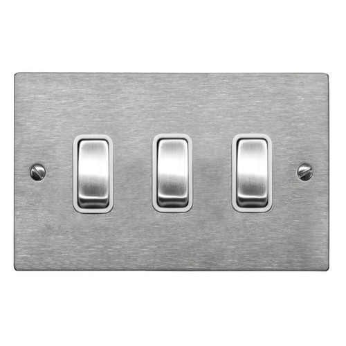 Rocker Switch 3 gang intermediate Satin Stainless