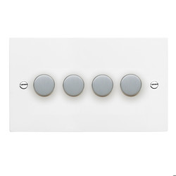 Dimmer Switch 4 gang dimmer switch 400 watt 2 way Satin White Aluminium