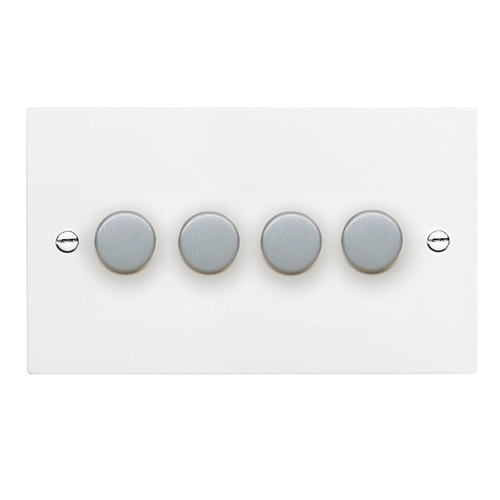 Dimmer Switch 4 gang dimmer switch 400 watt 2 way Satin White Aluminium