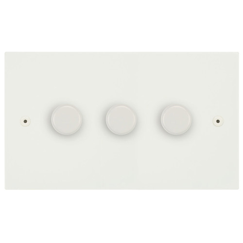 Horizon Square Dimmer Switch V-PRO Trailing Edge LED 3 gang 120 watt 2 way Primed White