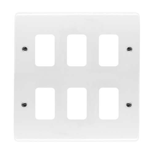 MK Logic Plus Plate Grid 6 gang grid plate White