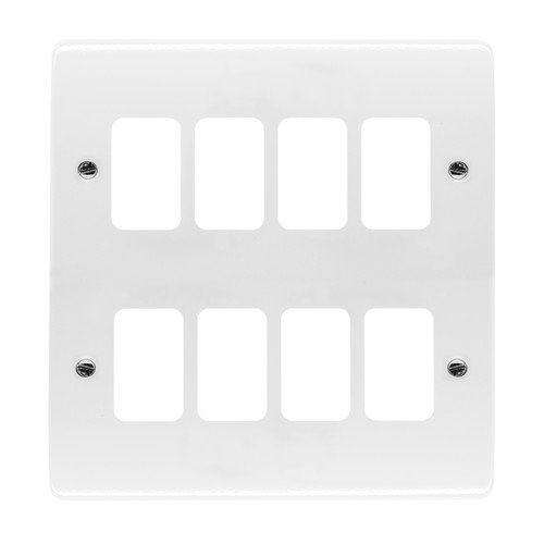 MK Logic Plus Plate Grid 8 gang grid plate White