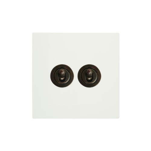 Horizon Square Dolly Switch 2 gang 20 amp 2 way Primed White
