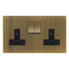 Horizon Square Switch Socket Outlet 2 gang 13 amp Antique Brass