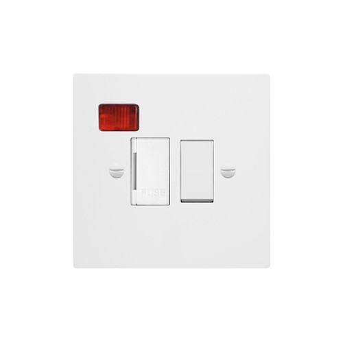 Horizon Square Fuse Spur 1 gang 13 amp switched neon Primed White