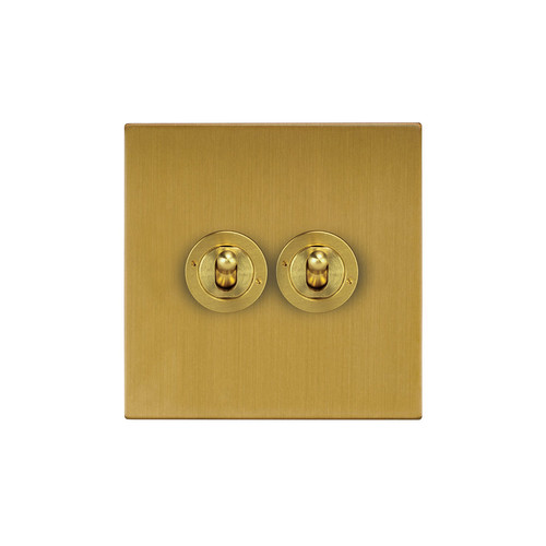 Horizon Square Dolly Switch 2 gang intermediate Satin Brass