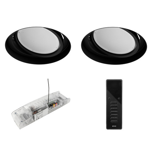 Trimless Round Adjustable LED Colour Change and 3000K White AR111 Downlights Kit 24V Black 32W