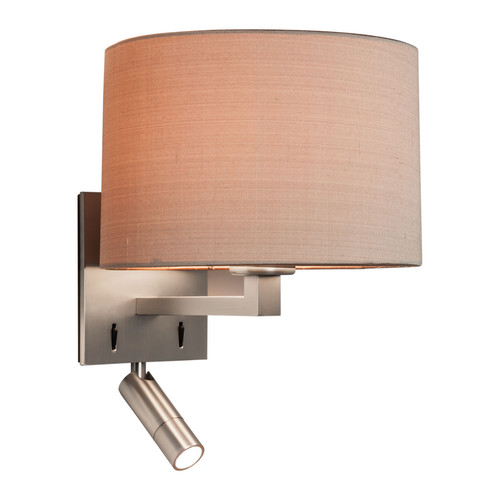 Azumi Wall Light with LED Reading Light 240V 60W + 2.2W Matt Nickel