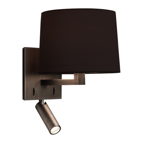 Azumi Wall Light with LED Reading Light 240V 60W + 2.2W Bronze