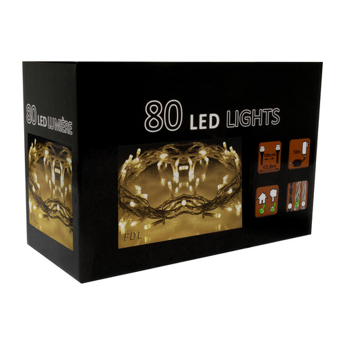 LED Static String Fairy Lights 12m, 80 5mm Lights,  Indoor/Outdoor, 24V Warm White Clear Cable