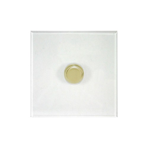 Prism Dimmer Switch V-PRO Trailing Edge LED 1 gang 100 watt 2 way Polished Brass / Clear Perspex