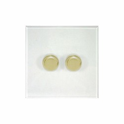 Prism Dimmer Switch V-PRO Trailing Edge LED 2 gang 120 watt 2 way Polished Brass / Clear Perspex