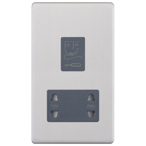 Shaving Socket Screwless 1 gang shaver socket Brushed Steel