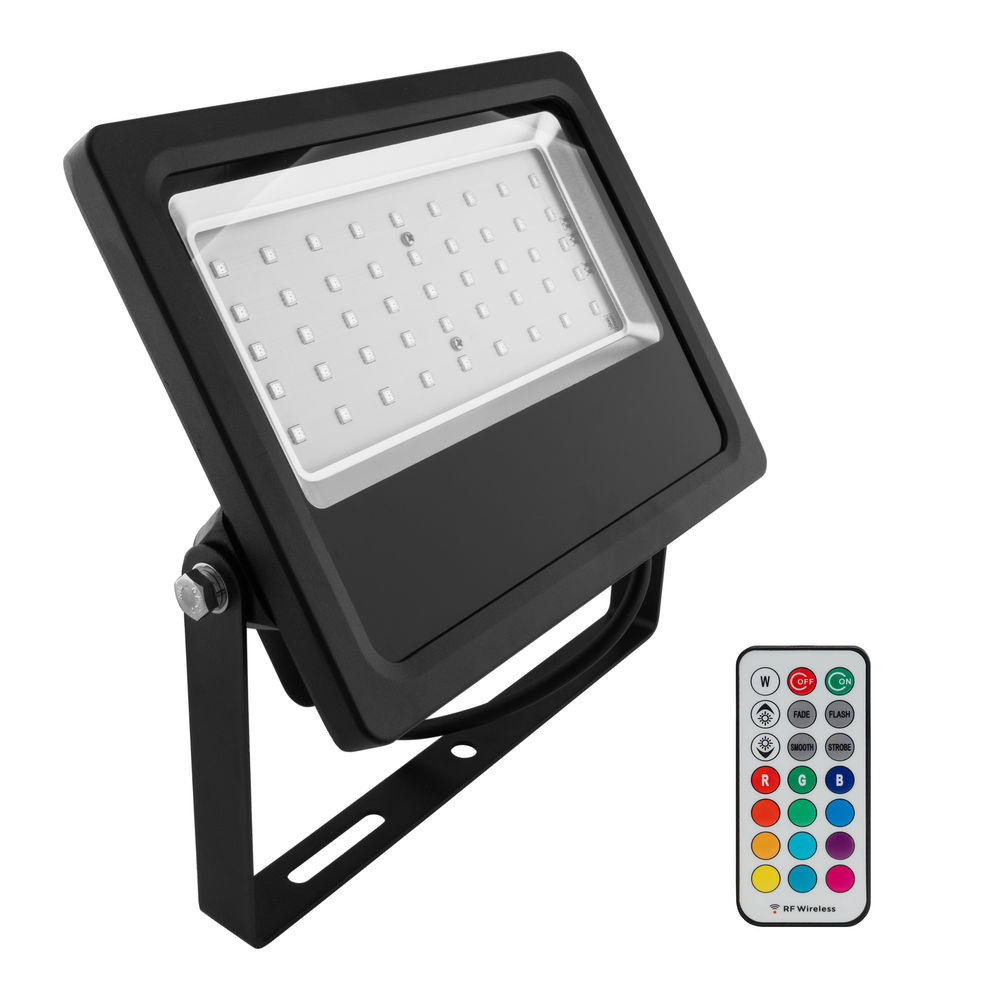 Ravenfield Led LED Black RF Floodlight 240V 50W (=500W) RGB | Mr Resistor Lighting