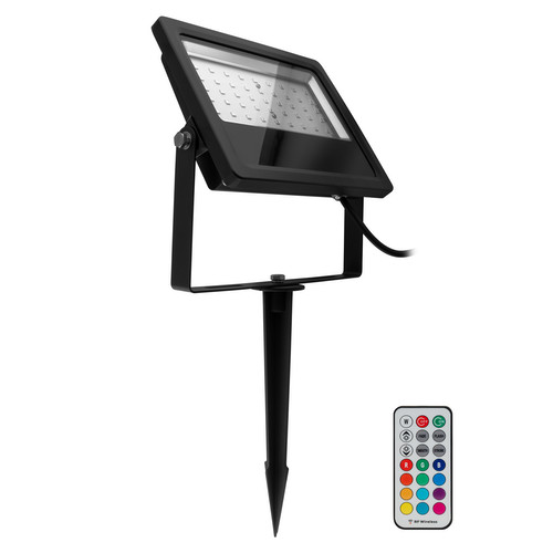 LED Black RF Floodlight Garden Spike 240V 50W (=500W) RGB