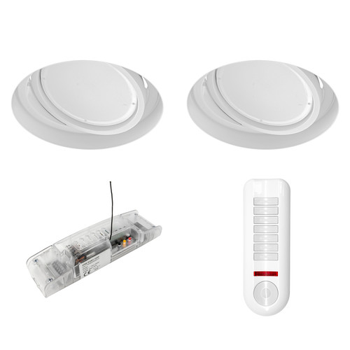 Trimless Round Adjustable LED Colour Change and 3000K White AR111 Downlights Pod Kit 24V White 32W